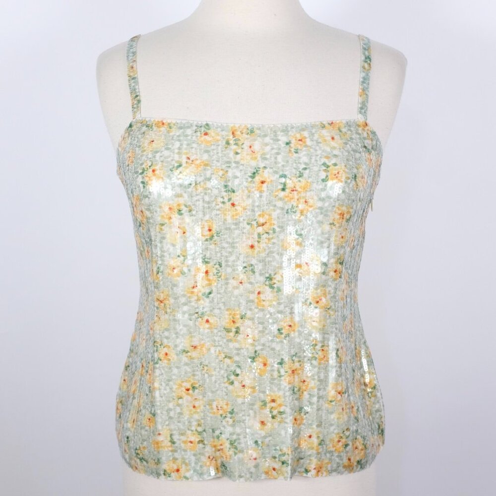Ralph Lauren Purple Label Collection Camisole Top sz 8 sequin vest sequin floral